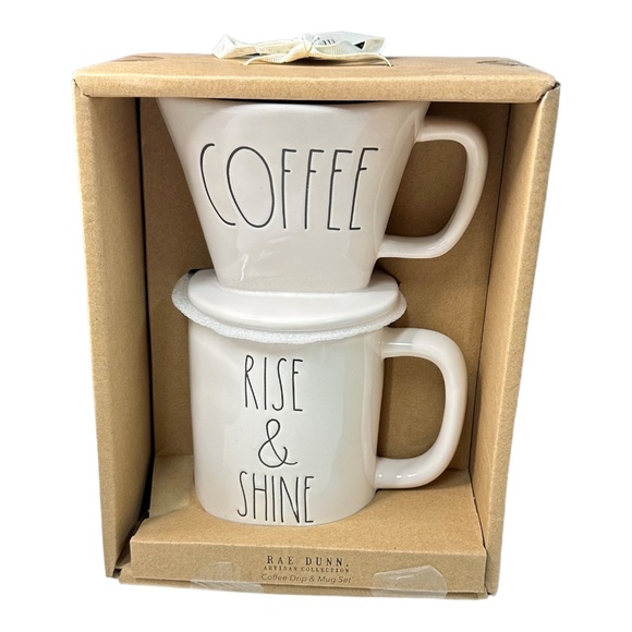 Rae Dunn "COFFEE" Drip & "RISE & SHINE" Mug Set - Picture 1 of 1